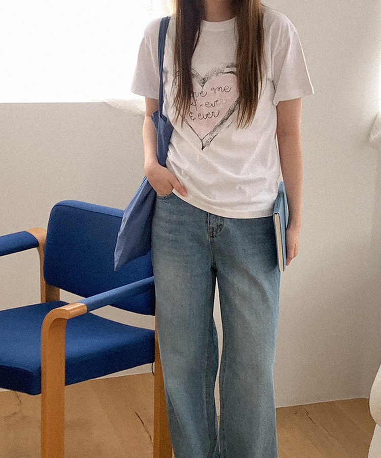 コットンプリント半袖Tシャツ IVORY