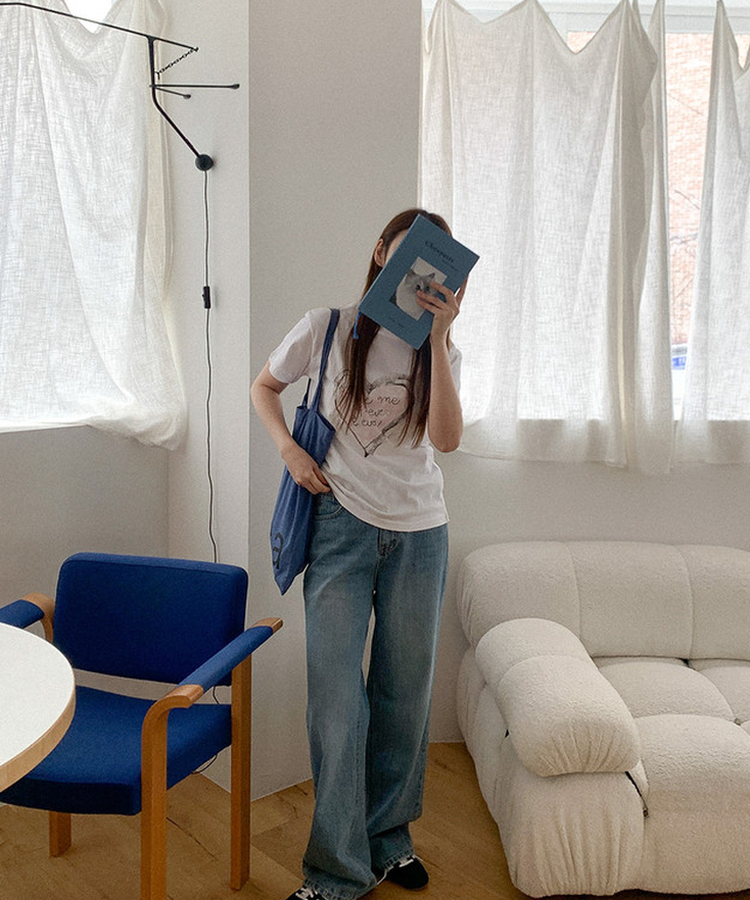 コットンプリント半袖Tシャツ IVORY