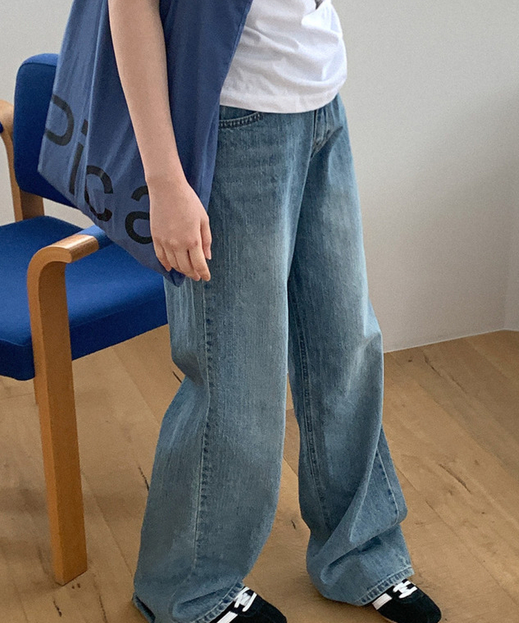 ベーシックワイドデニムパンツ MID DENIM