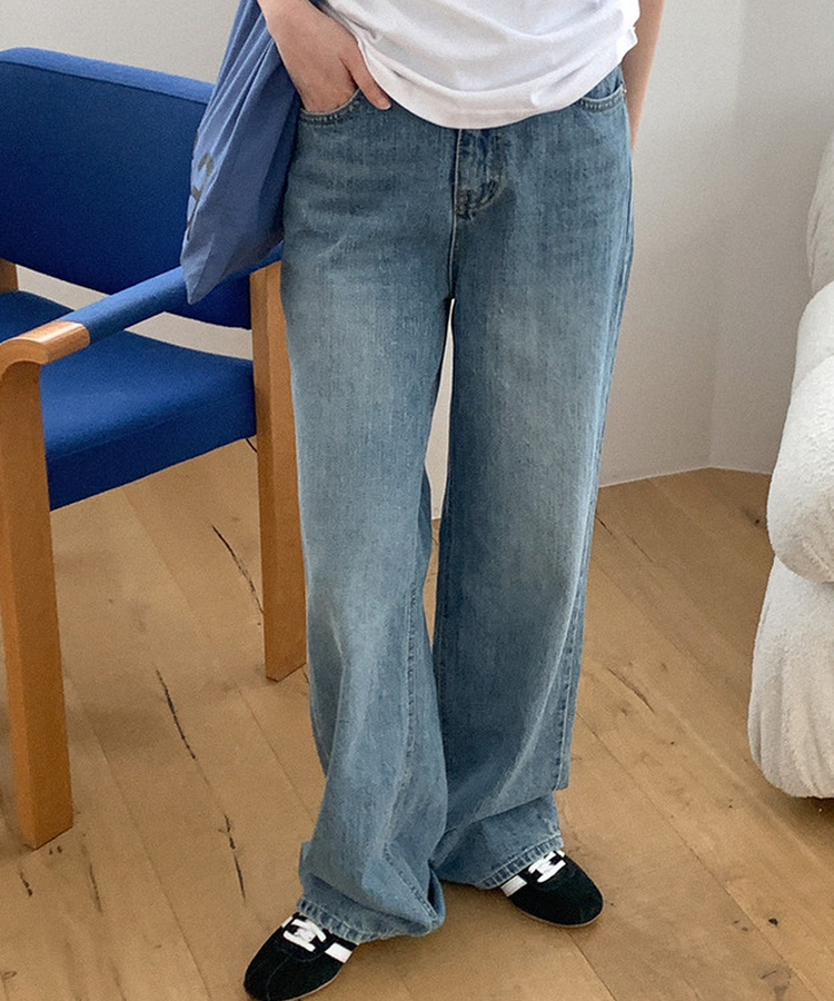 ベーシックワイドデニムパンツ MID DENIM