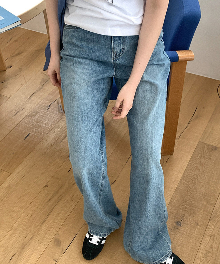ベーシックワイドデニムパンツ MID DENIM
