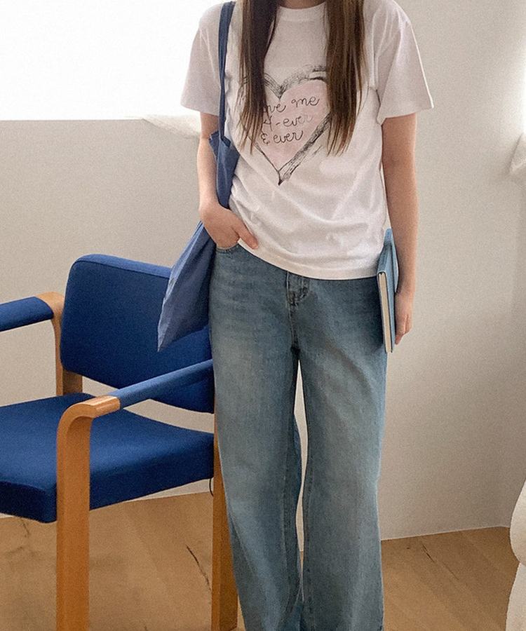 ベーシックワイドデニムパンツ MID DENIM