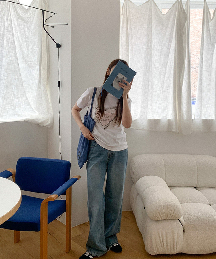 ベーシックワイドデニムパンツ MID DENIM