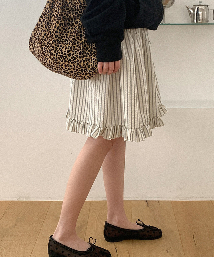 ストライプフリルミディスカート IVORY