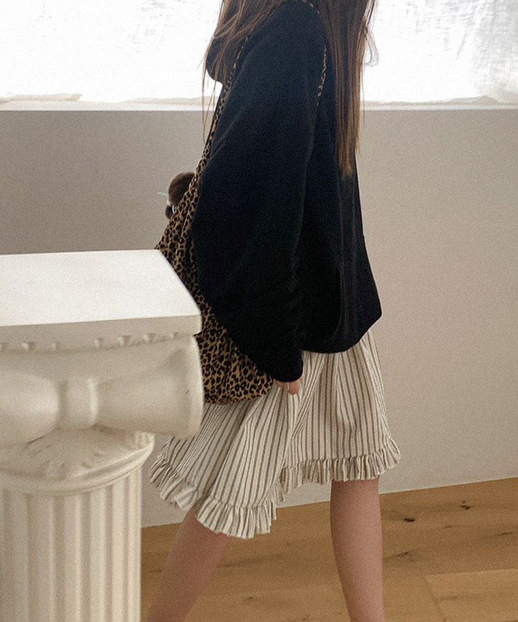 ストライプフリルミディスカート IVORY