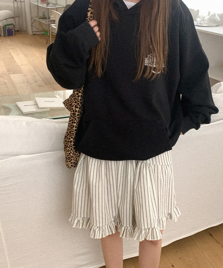 ストライプフリルミディスカート IVORY