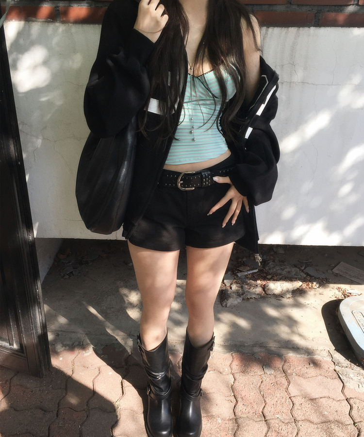 ナンバープリントフードジップアップ BLACK