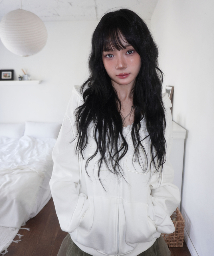 ナンバープリントフードジップアップ WHITE