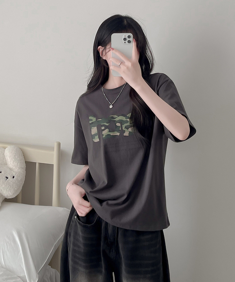 レタリング半袖Tシャツ CHARCOAL