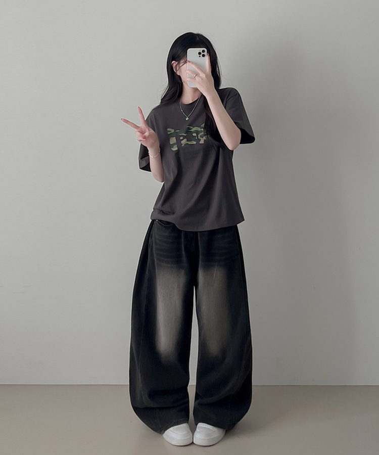 レタリング半袖Tシャツ CHARCOAL