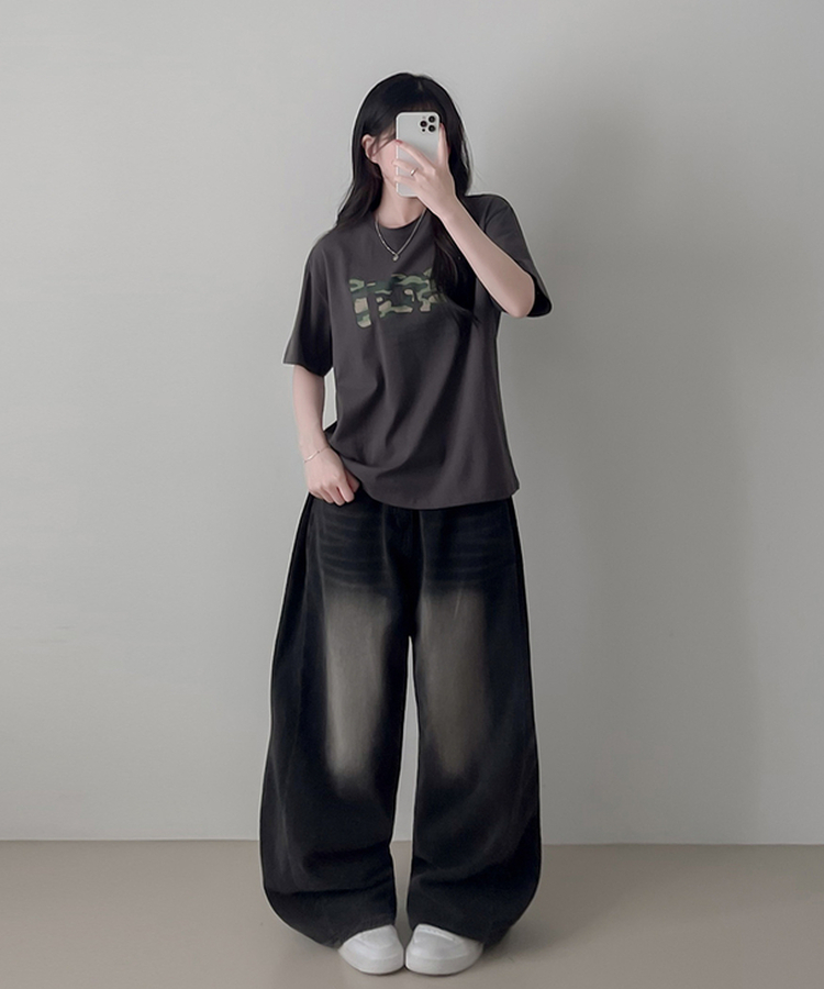 レタリング半袖Tシャツ CHARCOAL