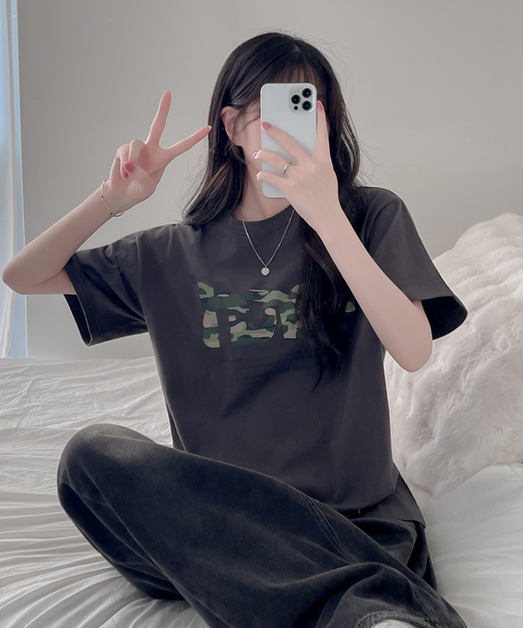 レタリング半袖Tシャツ CHARCOAL