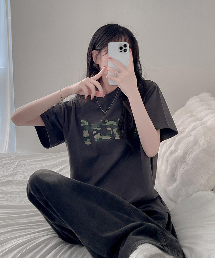 レタリング半袖Tシャツ CHARCOAL