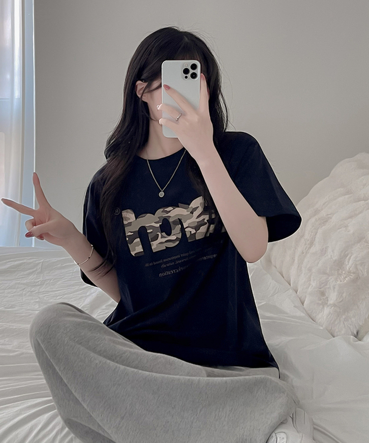 レタリング半袖Tシャツ BLACK