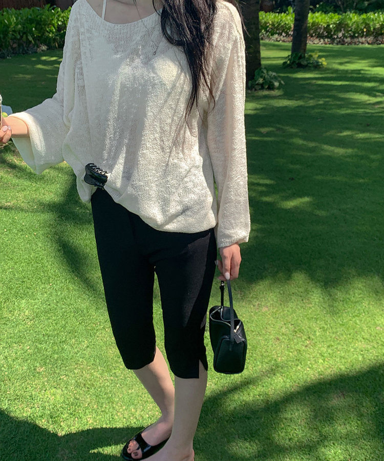 スリットカプリパンツ BLACK