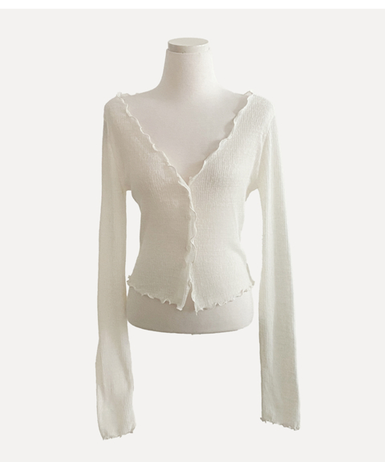 フリルシースルーニットカーディガン