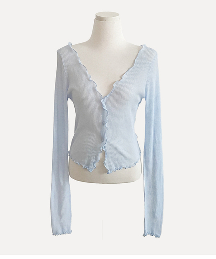 フリルシースルーニットカーディガン