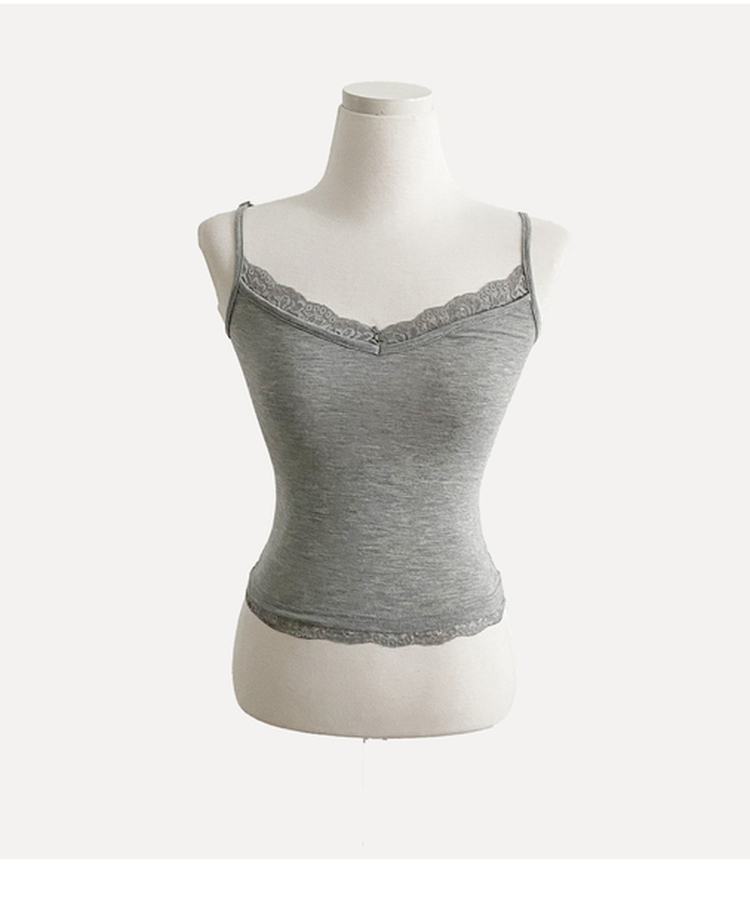 レースレイヤードスリムキャミソール