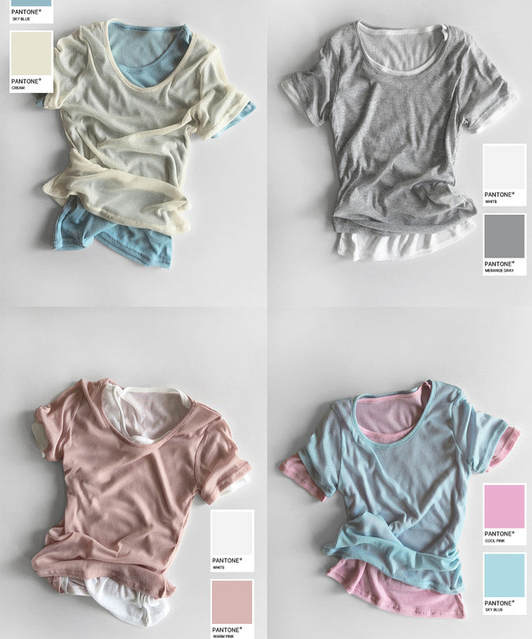 シースルーレイヤード半袖Tシャツ(11color)