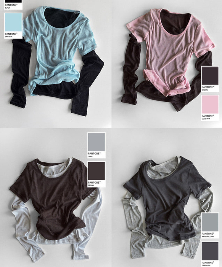 シースルーレイヤード半袖Tシャツ(11color)