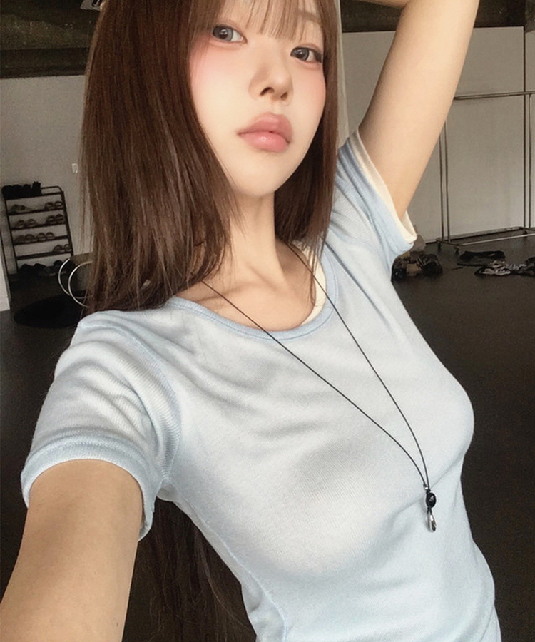 シースルーレイヤード半袖Tシャツ(11color) WHITE