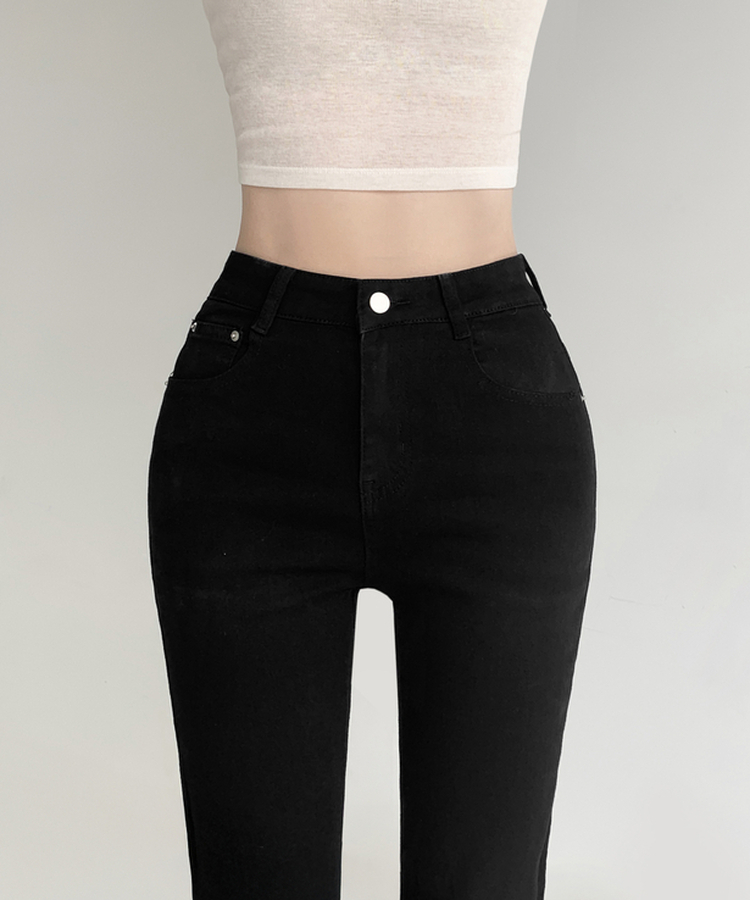 【丈別】骨盤パッドブーツカットパンツ BLACK