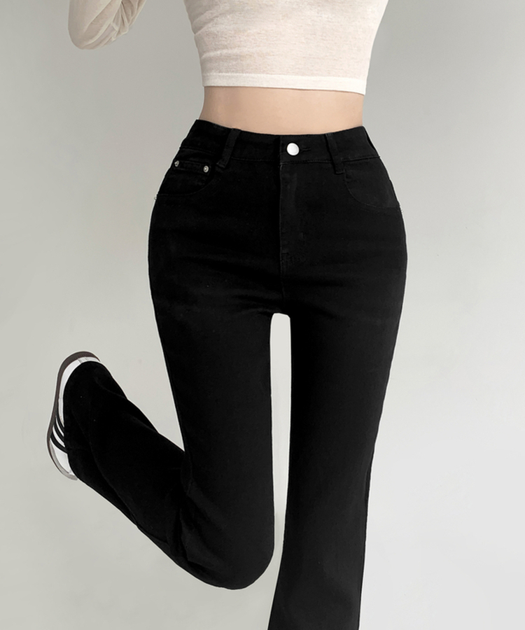 【丈別】骨盤パッドブーツカットパンツ BLACK