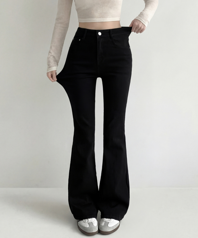 【丈別】骨盤パッドブーツカットパンツ BLACK