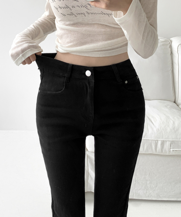 【丈別】骨盤パッドブーツカットパンツ BLACK