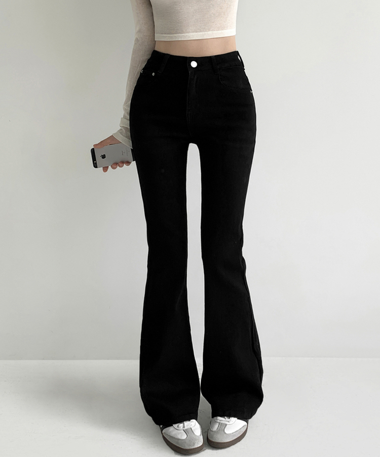 【丈別】骨盤パッドブーツカットパンツ BLACK