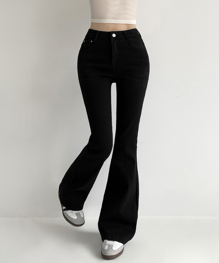 【丈別】骨盤パッドブーツカットパンツ BLACK