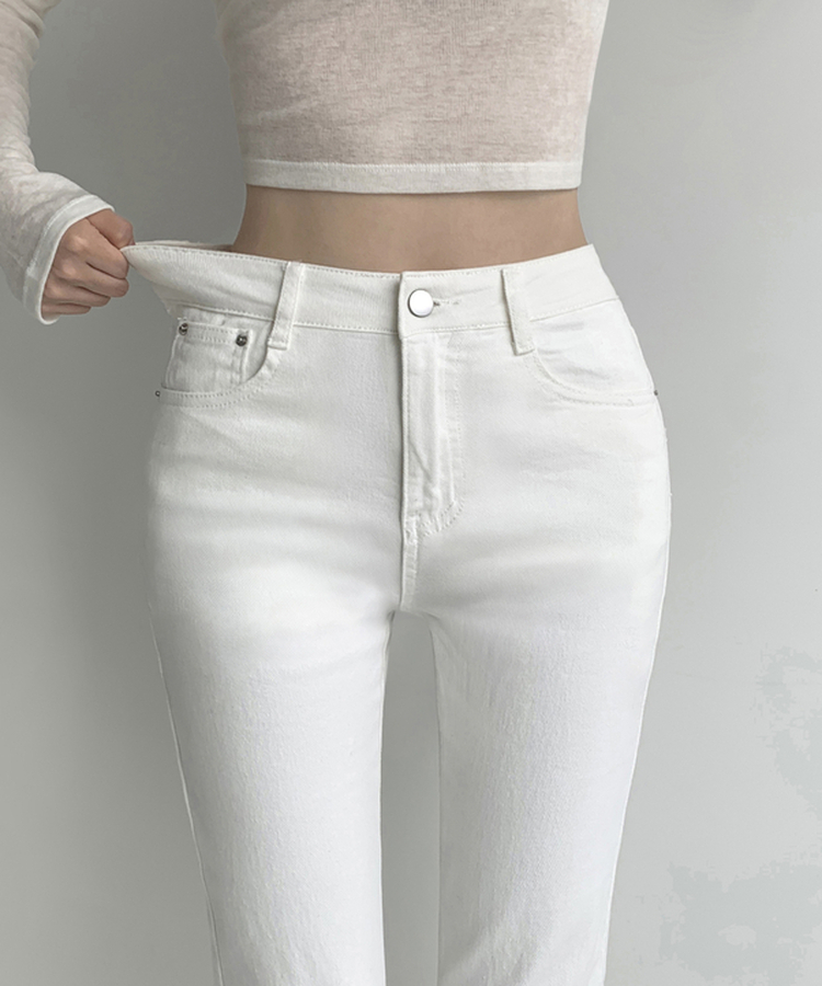 【丈別】骨盤パッドブーツカットパンツ WHITE