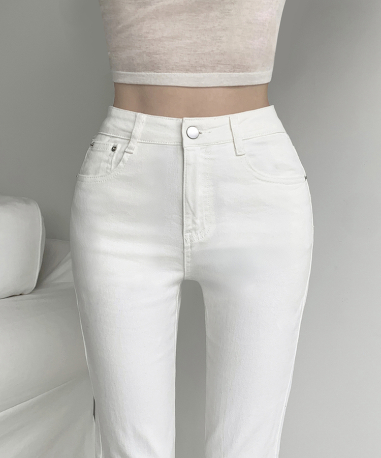 【丈別】骨盤パッドブーツカットパンツ WHITE