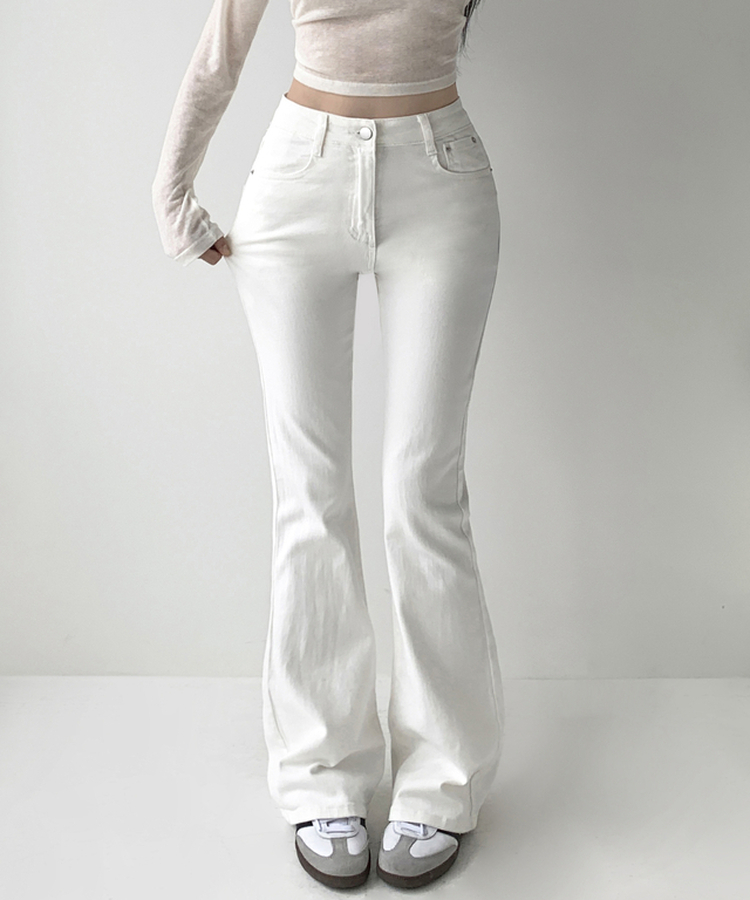 【丈別】骨盤パッドブーツカットパンツ WHITE