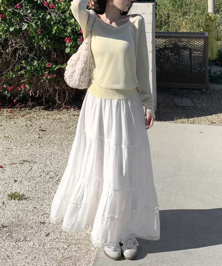 ティアードロングスカート WHITE