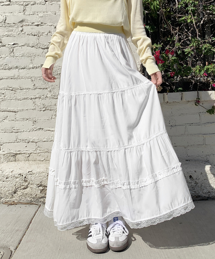 ティアードロングスカート WHITE