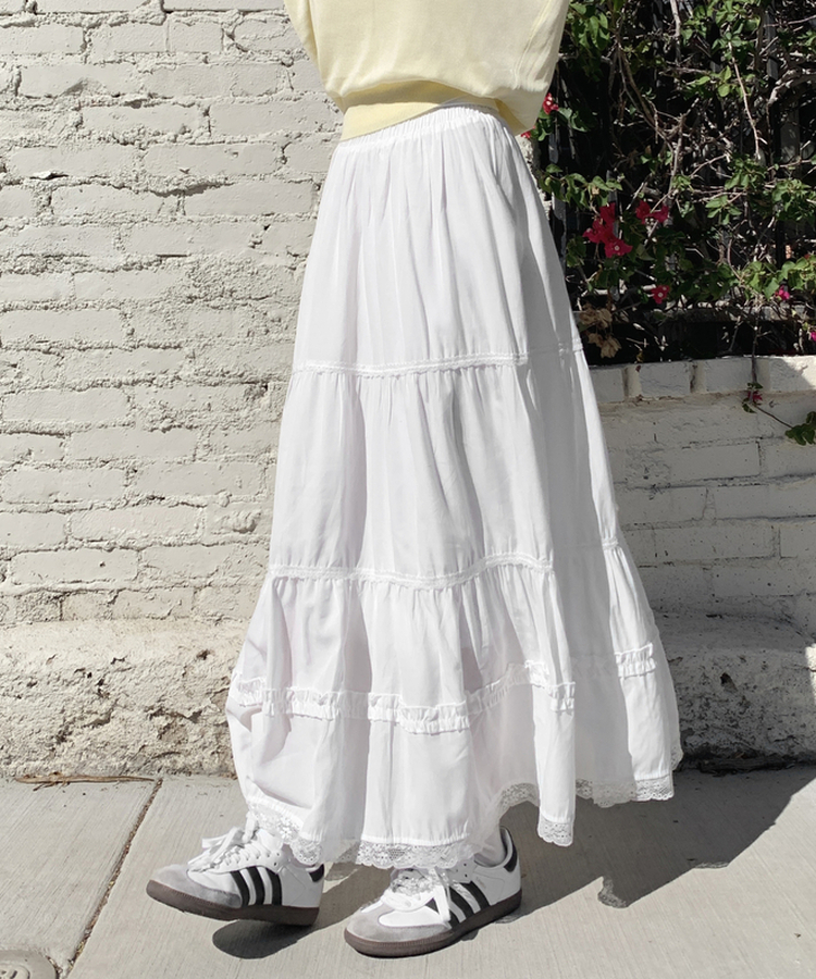 ティアードロングスカート WHITE