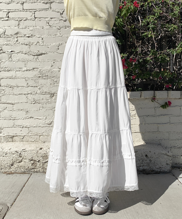 ティアードロングスカート WHITE