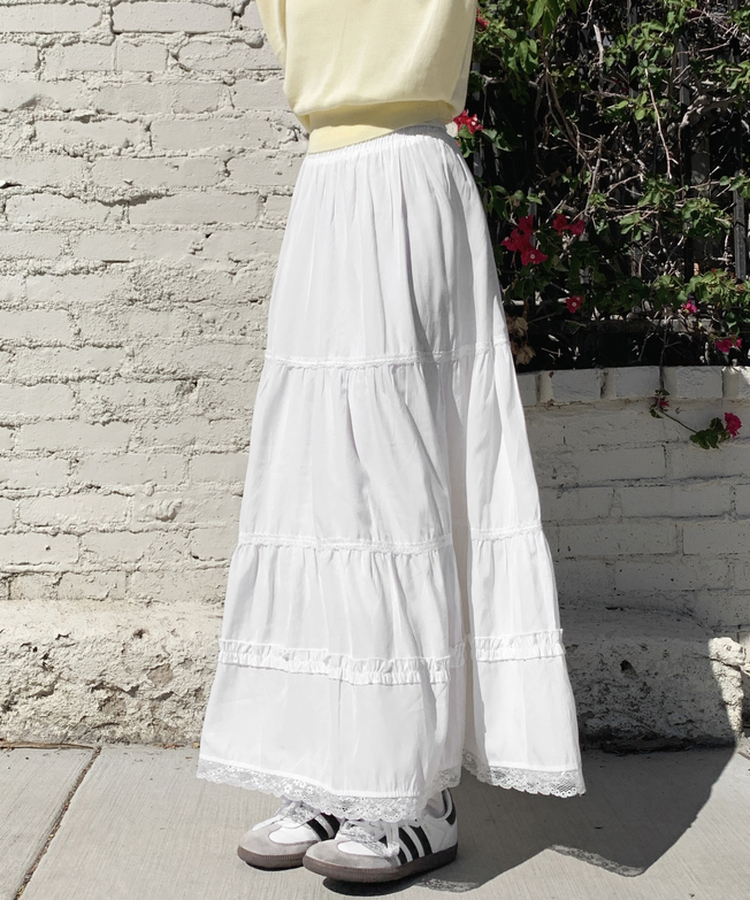 ティアードロングスカート WHITE