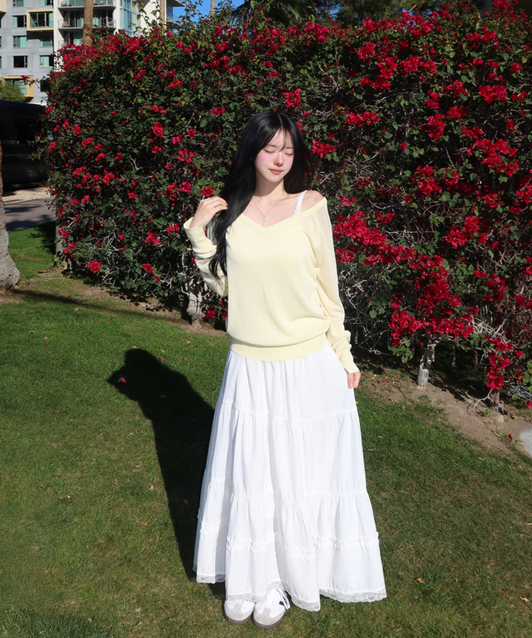 ティアードロングスカート WHITE