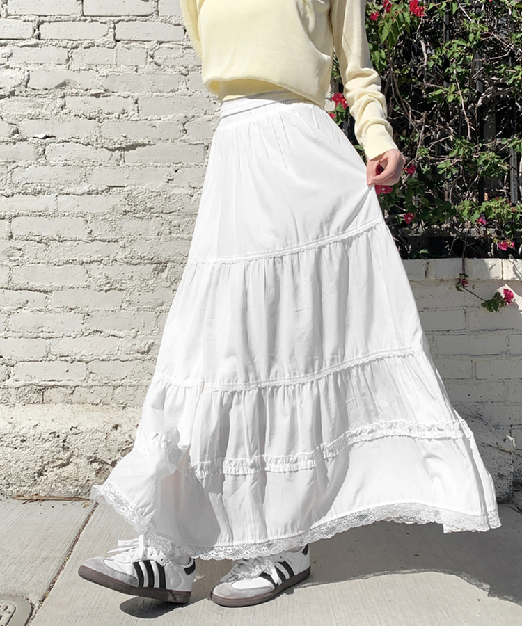 ティアードロングスカート WHITE