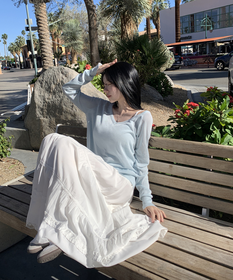 ティアードロングスカート WHITE