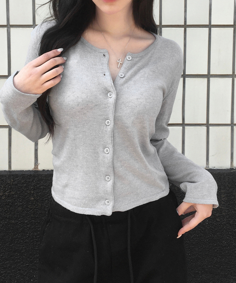 ベーシックニットカーディガン(10color) GREY