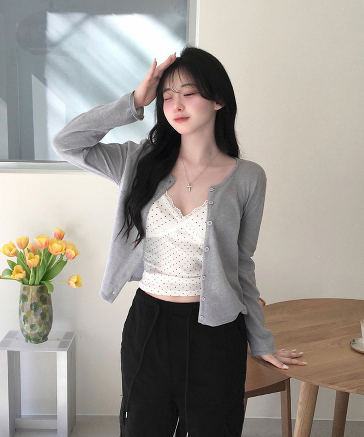 ベーシックニットカーディガン(10color) GREY