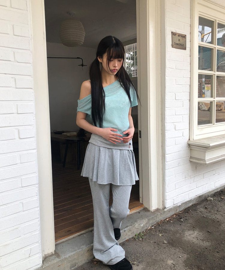 ローズレースオフショルダー半袖Tシャツ MINT