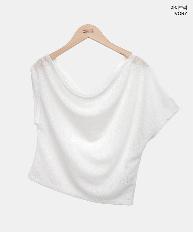 ローズレースオフショルダー半袖Tシャツ