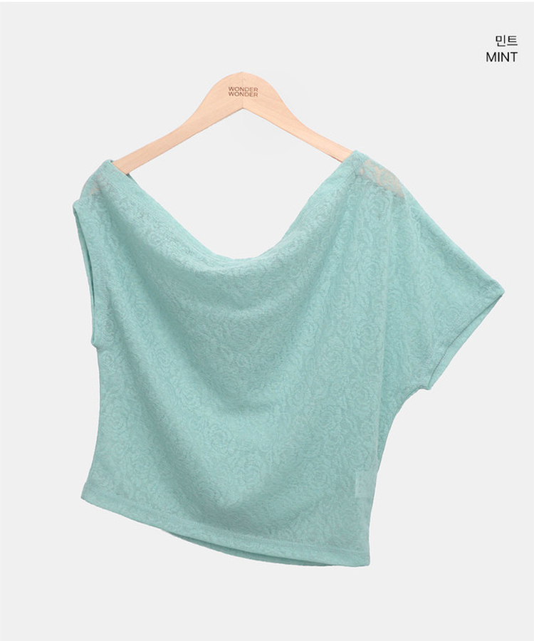 ローズレースオフショルダー半袖Tシャツ