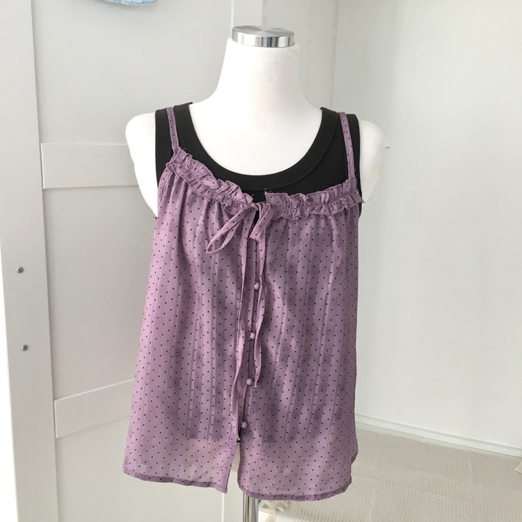 【SET】ドットリボンキャミソール＋レイヤードキャミ