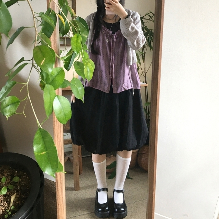 パンプキンバルーンミディスカート BLACK