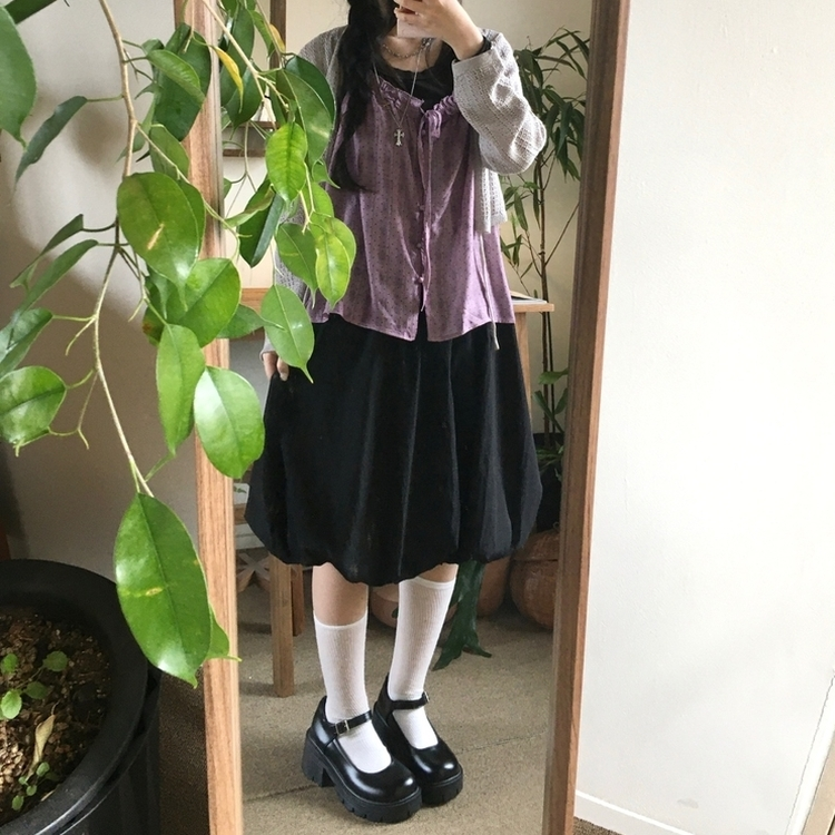 パンプキンバルーンミディスカート BLACK